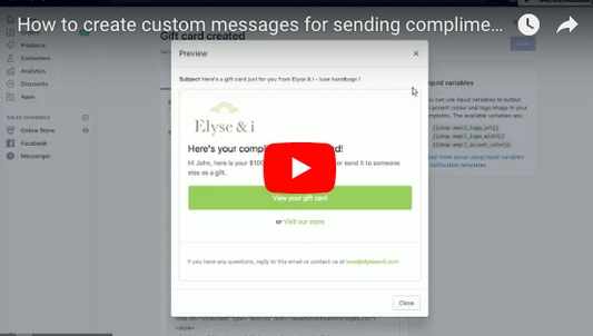 How to create custom messages for sending complimentary Shopify gift cards