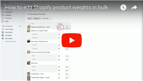 How to edit Shopify product weights in bulk