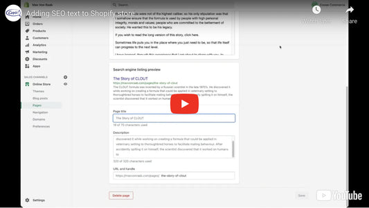 Add SEO text to your Shopify store