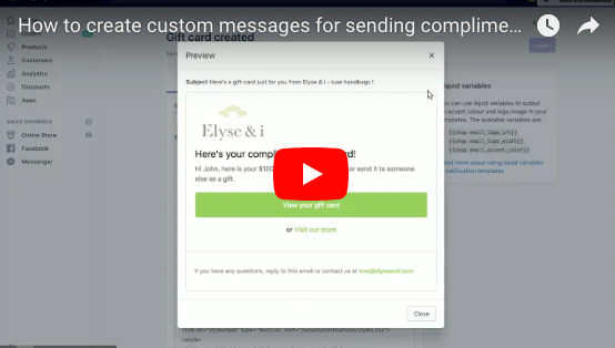 How to create custom messages for sending complimentary Shopify gift cards