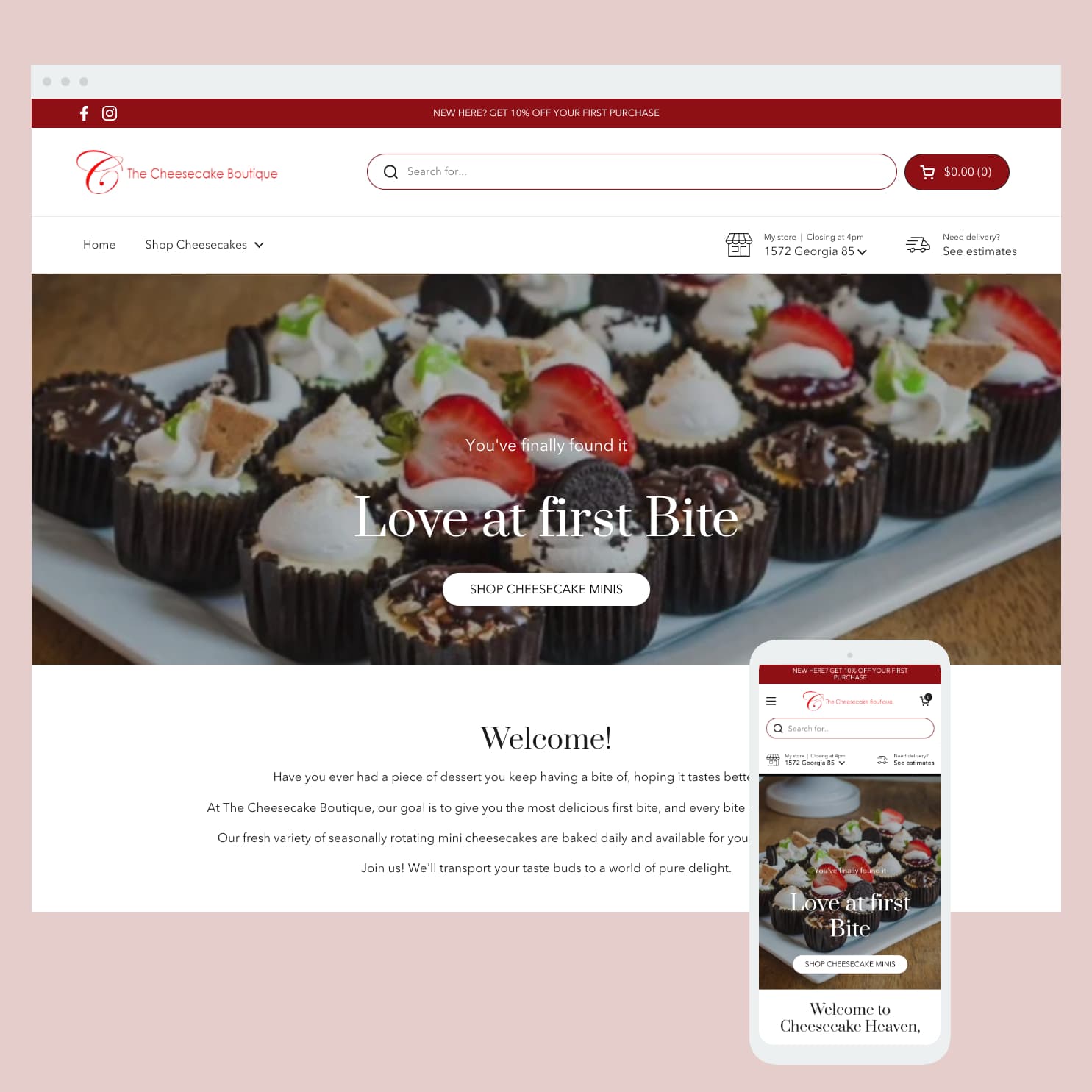 The Cheesecake Boutique: Shopify store by Cooee Commerce